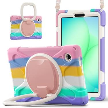 Imagem de Lunivop Capa para tablet compatível com Samsung Galaxy Tab A11 de 8,7 polegadas 2025 com suporte giratório de 360° militar - Capa de proteção resistente de grau para Samsung Tab A11 rosa