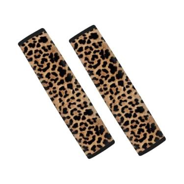 Imagem de Hudotybom Capa de almofada de assento de carro com estampa de leopardo com estampa de guepardo almofada de alça de ombro acessórios de carro leopardo protetor de ombro para cinto de segurança