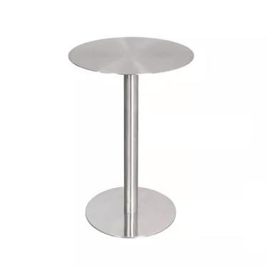 Imagem de Mesa lateral redonda de aço inoxidável para jantar, bar, cozinha, sala de estar - balcão de café de topo alto e mesa de bebidas (uma cor 40 x 40 x 105 cm)