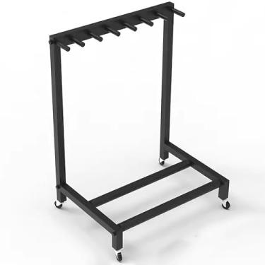 Imagem de Rack de armazenamento de raquete de tênis infantil, raquete de badminton móvel para casa/jardim de infância/ginásio, suporte para 5, 6, 7, raquetes, estrutura de aço resistente preta, 7 raquetes