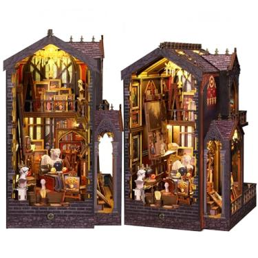 Imagem de Kit Booknooks para adultos - Kit de recanto de livros de estúdio de arte | Quebra-cabeça 3D Atelier de artistas em miniatura | Decoração de estante de pintura a óleo vintage com LED | Presentes