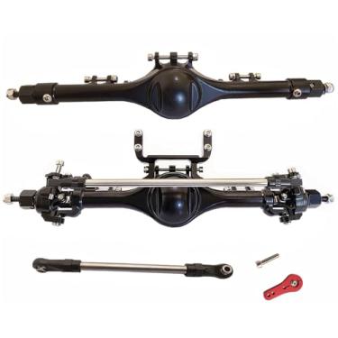 Imagem de for SCX10 II Straight Axle Kit,CNC Aluminum Front Rear Axles Upgrade Parts for 1/10 Axial SCX10 II Deadbolt 90046 90047 Element Enduro RC Crawler(Black)
