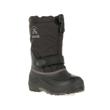 Imagem de Kamik Waterbug 5 Botas infantis de aventura de inverno – impermeável, absorção de umidade, reflexiva, design fácil de calçar, Preto/Carvão, 19