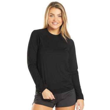 Imagem de Camiseta Feminina Manga Longa UV Estilo Slim Fitness, Preto, P
