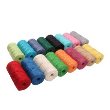 Imagem de 3 cordas de juta natural 100 m cada barbante decorativo resistente para artesanato faça você mesmo, embrulho e uso em jardinagem