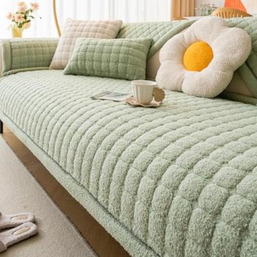 Imagem de Capa de sofá Xxl paisagem da casa em forma de U, capa de sofá de canto em forma de L antiderrapante, capa de sofá Xxl paisagem da casa U forma com silicone, macio veludo de cordeiro sofá cobertor