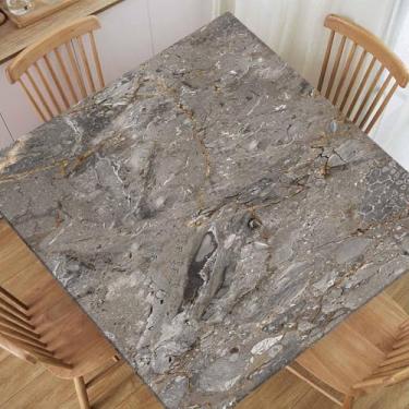 Imagem de TREGAUSI Toalha de mesa quadrada ajustada com borda elástica mármore toalha de mesa toalha de mesa natural Breccia toalhas de mesa de poliéster para piquenique interno e externo, adequado para mesas