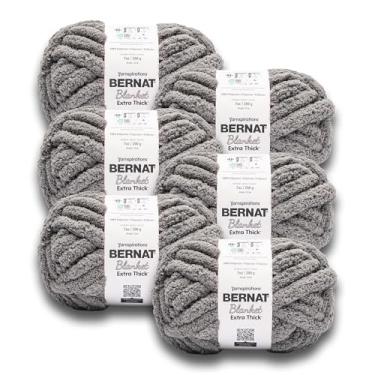 Imagem de Bernat Fio cinza escuro extragrosso - 1 pacote de 1200 g - 100% poliéster - jumbo nº 7-144 jardas - fio grosso para tricô manual/crochê
