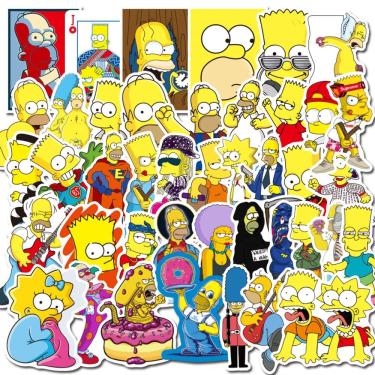Imagem de Adesivos 100 unidades/lote Adesivos de anime em vinil impermeável dos Simpsons