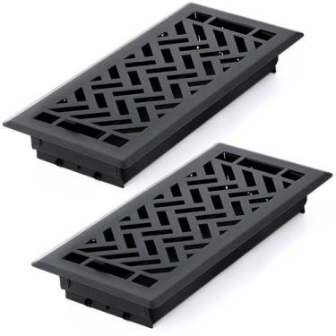 Imagem de Floor Register Tuanse Frosted Black 10x25cm, aço, pacote com 2