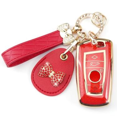 Imagem de Rayslesan Capa de chaveiro com suporte de couro compatível com Airtag/RFID, compatível com BMW 2 5 6 7 X1 X2 X3 X5, 3-7 Series X3 X4 M5 M6 GT3 GT5, protetor RFID, acessórios para chave de carro (4