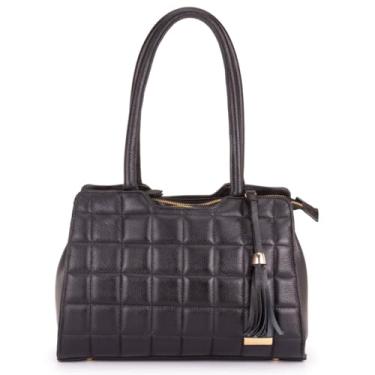 Imagem de Bolsa Feminina Ombro Tiracolo Baú Média Couro Sifra (PRETO)