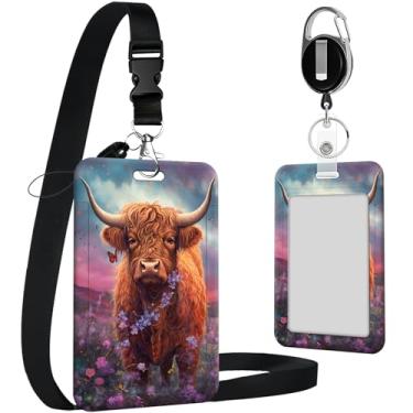 Imagem de Porta-crachá de identificação com cordão, porta-cartões de identificação retráteis com cordão removível e carretéis de crachá, suporte de cartão de plástico para professores, enfermeiras, estudantes