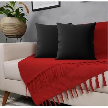 Imagem de Genérico, Kit Manta Para Sofá Vermelho + 2 Capas De Almofada Com Zíper Cor:07