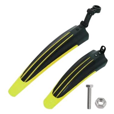 Imagem de Conjunto de 2 para-lamas para bicicleta, protetores contra respingos, para-lamas dianteiro e traseiro, acessórios para ciclismo de montanha, para rodas de 20/22/24/26 polegadas.(Black yellow)