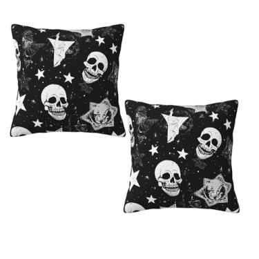 Imagem de Caveira punk branca - Fronha decorativa estampada com zíper, fronha de seda hipoalergênica, para casa e viagem, presente para qualquer ocasião, 51 x 50 cm