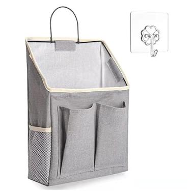 Imagem de Cesta organizadora de pendurar na parede com bolsos sobre a porta ou organizador de arquivos de parede para cozinha, quarto, banheiro, escritório