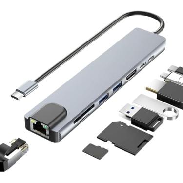 Imagem de Hub USB-C 8 em 1 | HDMI 4K, PD 100W, Ethernet RJ45,100Mbps, 2x USB 3.0 | Compatível MacBook, Windows, iPad pro e Samsung DeX