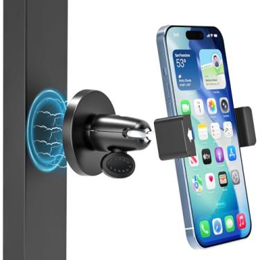 Imagem de Dosvsi Suporte magnético de telefone para trator, [todo de metal e resistente] Suporte de telefone com base magnética para equipamentos pesados, cortador de grama, empilhadeira, barco, suporte de