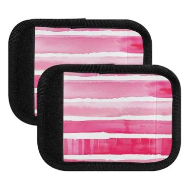 Imagem de Qilmy Pacote com 2 identificadores de bagagem com listras de cor sólida simples e alça confortável para carrinho de bebê, mala de viagem, acessórios de viagem de avião1838