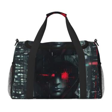 Imagem de Hacker Era Print Daily Essentials Bolsa de transporte de mão de grande capacidade para bolsas estilo escapadelas de fim de semana