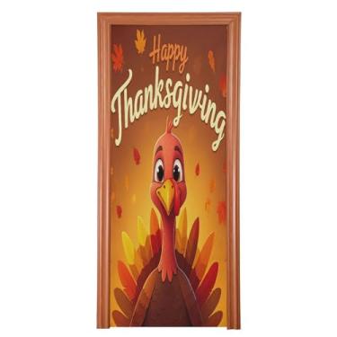 Imagem de Qilmy Decoração de capa de porta 91 x 248 cm tecido grande placa de decoração de festa de Halloween para porta da frente Ação de Graças peru varanda decoração externa janela parede 386