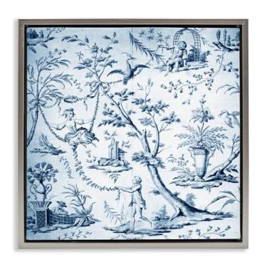 Imagem de Stupell Industries Arte de parede em tela flutuante emoldurada preta com cena de toile vintage, design da Vintage Hustle, 45,7 x 45,7 cm