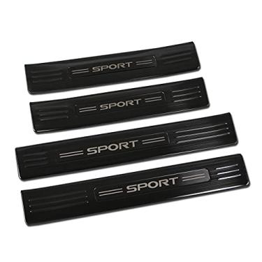 Imagem de Beautost Adequado para Toyota Highlander 2020 2021 2022 Soleira da porta externa Capa de proteção com acabamento estilo esportivo aço inoxidável (preto)