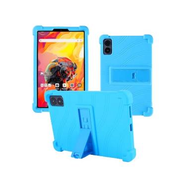 Imagem de Capa para ALLDOCUBE iPlay 70 mini Ultra Tablt 22,4 cm, capa protetora de borracha leve à prova de choque, capa protetora ajustável de silicone macio para crianças, azul claro