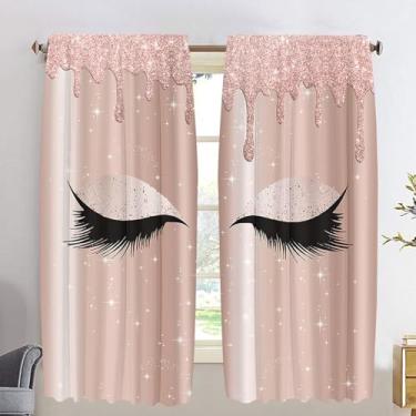 Imagem de DOTOOMA Cortinas de cílios brilhantes em ouro rosa 53 x 153 cm, decoração brilhante, quarto de bebê, sala de estar, banheiro, glamour, maquiagem, suprimentos para decoração temática, cortinas de