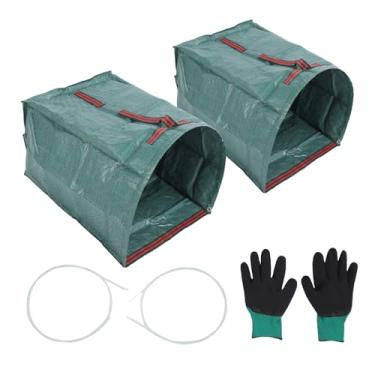 Imagem de Zhjvihx Saco de Lixo de Quintal, 200L de Grande Capacidade, à Prova de Chuva, à Prova de Perfurações, Saco Coletor de Folhas Com Luvas e Suporte, para Detritos de Quintal, Folhas,