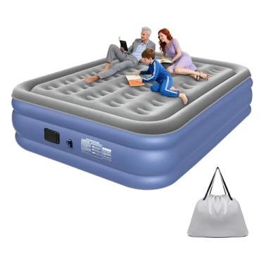 Imagem de Colchão Inflável Queen 203x152cm com Bomba Elétrica Integrada, Superfície Aveludada e Estrutura Reforçada para Conforto em Viagens, Hospedagens e Uso Diário Colpaq®