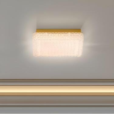 Imagem de Marie Plafon Quadrado Acrílico 55cm 36w Branco Quente Dourado Fosco para Sala Loja