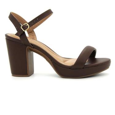 Imagem de Sandalia Beira Rio Original Salto Grosso Alto Feminino 222, 36, Marrom