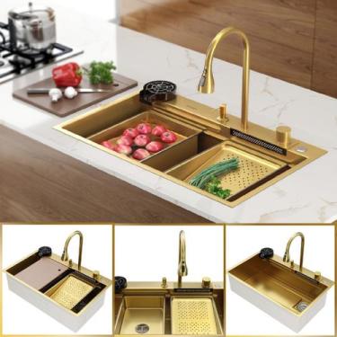 Imagem de Cuba Cozinha Gourmet Miami Dourada Aço Inox 304 GoldenX