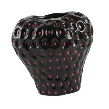 Imagem de Wswqop Vaso de mesa decorativo em formato de morango, vaso charmoso para centro de mesa, para plantas, de flores para decoração de prateleira de cozinha e, Black M