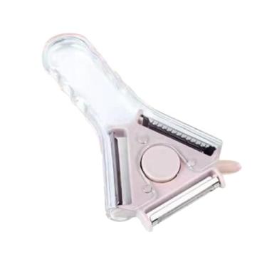 Imagem de 3 Em 1 Descascador Giratório Multifuncional, Aço Inoxidável + ABS, Lâminas para Corte Padrão, Juliana e Serrilhado, 15cm x 9cm x 2cm