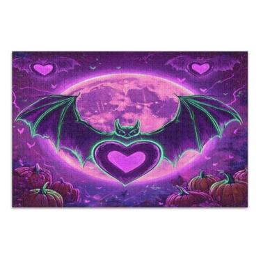 Imagem de Quebra-cabeças fofos de morcegos em forma de coração para adultos 1000 peças, jogos de quebra-cabeça para adultos, jogos mentais
