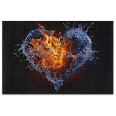 Imagem de Quebra-cabeça coração água e fogo adultos 500 peças floral paisagem paisagem quebra-cabeças família elefante branco presentes