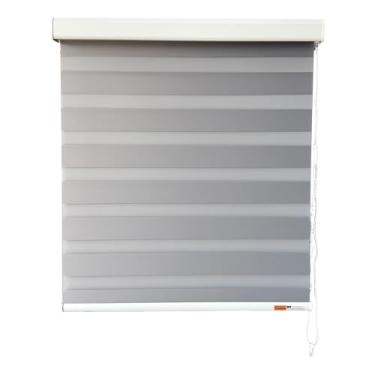 Imagem de GHV Persianas Zebra com fio para janelas escurecimento de ambientes com privacidade de camada dupla para casa e escritório (cinza, 86 cm (L) x 183 cm (A))