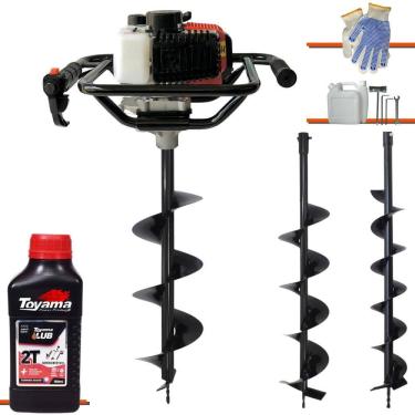 Imagem de Polaca Cavadeira Motorizada Vant VPS-52 À Gasolina 2T 52cc 2HP 6.500rpm Perfurador Com Brocas 80x10cm, 80x15cm e 80x20cm + ÓLEO TOYAMA 2T