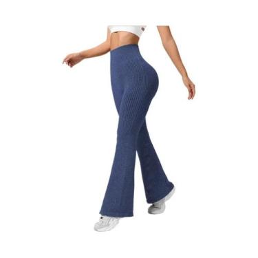 Imagem de Calças Flare Sem Costura De Cintura Alta Para Mulheres, Elásticas, Com