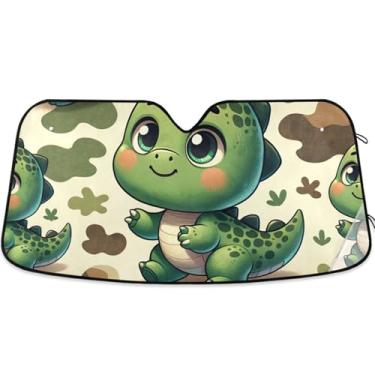 Imagem de Toldo de sol fofo de dinossauro de desenho animado para para-brisa de carro dobrável caminhão automotivo sombra de carro para para-brisa frontal retrátil S, 134,6 cm x 59,7 cm
