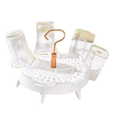 Imagem de LNQKJXIIA Boutiques US Organizador de estação de café com placa de drenagem, suporte de chávena de chá de plástico com base antiderrapante para escorredor de pratos de bancada de cozinha (26,5 * 21 cm