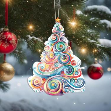 Imagem de Enfeites de Natal, árvore de cristal, enfeites de árvore de Natal feitos à mão, decoração de carro e casa - presentes de Natal, decoração de artesanato em acrílico, ideias de troca de presentes para