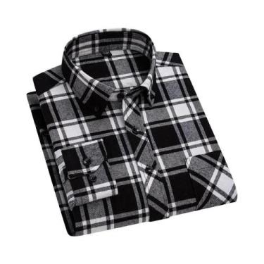 Imagem de Camisa Masculina plus Size 7XL 8XL De Algodão Xadrez Manga Longa Casua