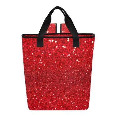 Imagem de Mochila térmica feminina vibrante com glitter vermelho brilhante, à prova d'água, 36 latas, mochila refrescante para mulheres e viagens