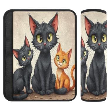Imagem de Capa de cinto de segurança macia Cats acolchoada com algodão, almofadas de ombro para mochilas, almofadas de alça de assento de carro