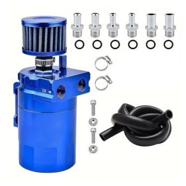 Imagem de RselectMet Kit de tanque de polimento universal de 300 ml com filtro de respiro Kit de reservatório de tanque separador de óleo de ar do motor de alumínio com linha de combustível de 9,5 mm / 6