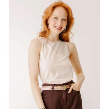 Imagem de Blusa Regata Feminina Canelada Marisa-66072, Bege, M